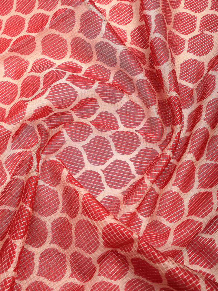 Red Cotton Blend Printed Sarees