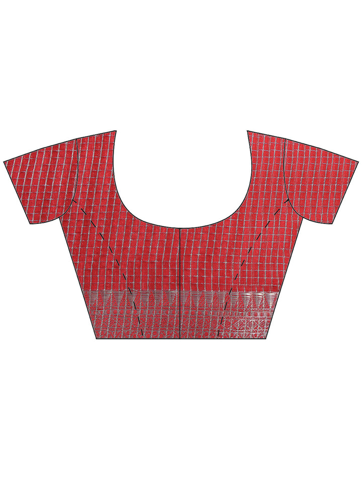 Red Cotton Blend Printed Sarees