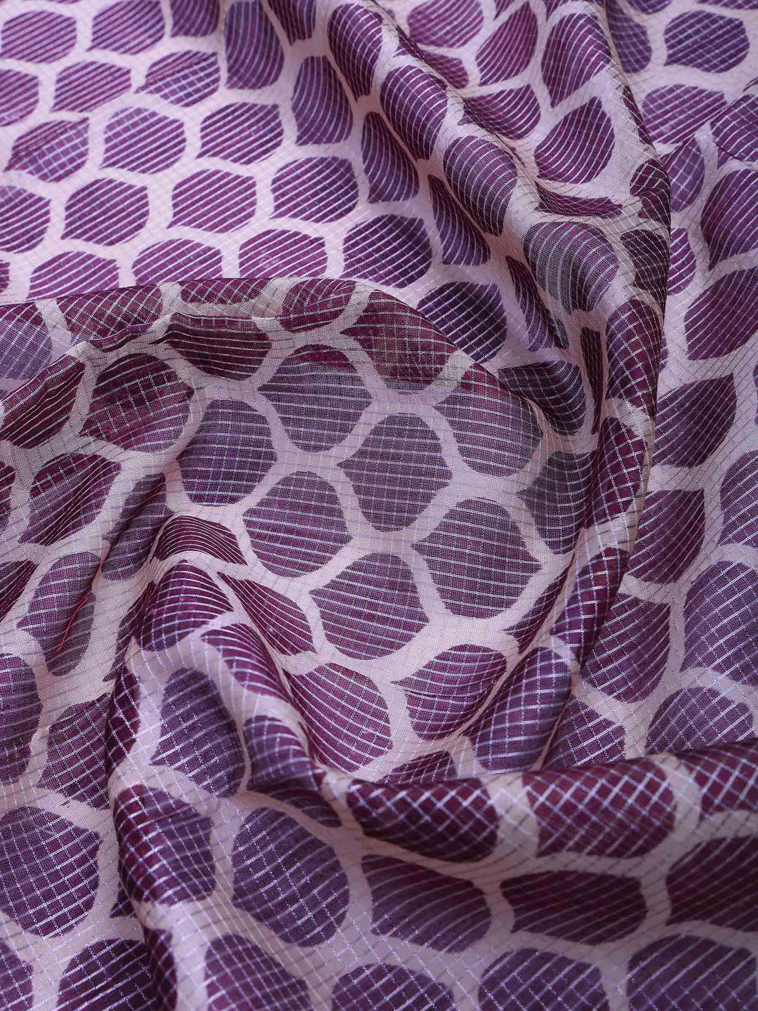 Wine Cotton Blend Printed Sarees
