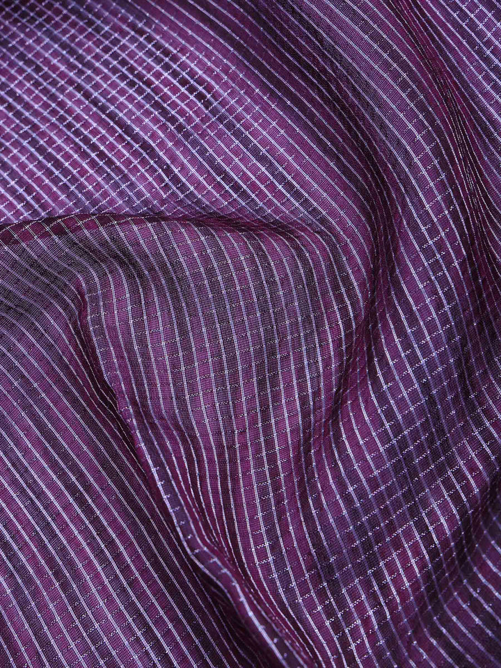 Wine Cotton Blend Printed Sarees