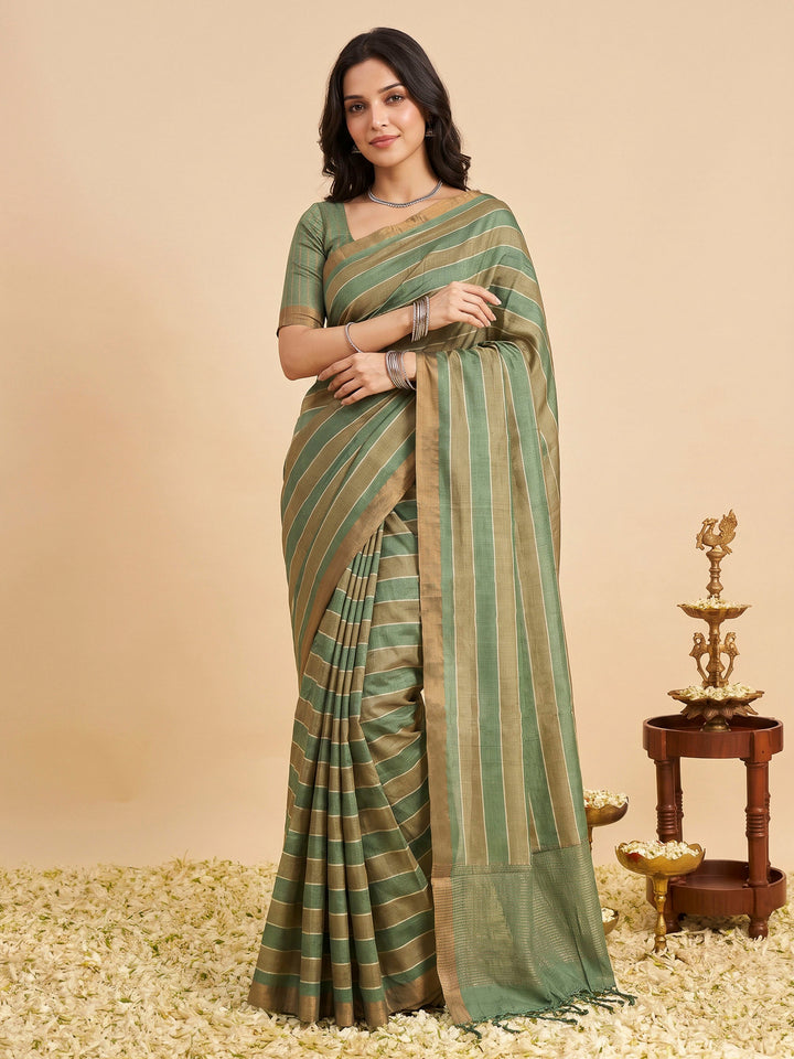 Green Tussar Printed Sarees