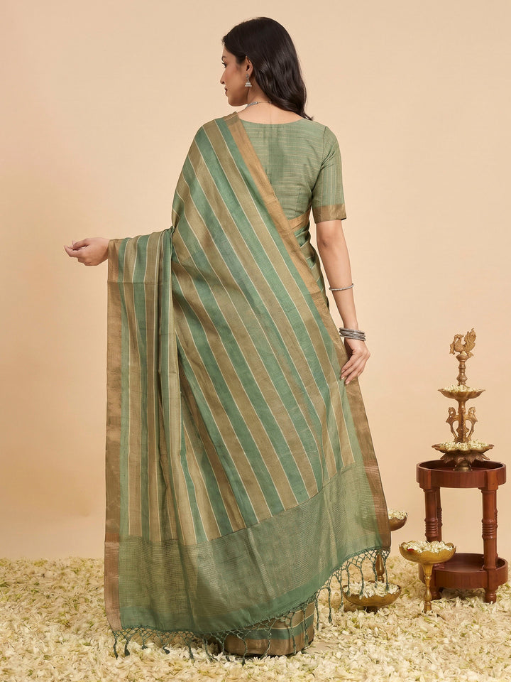 Green Tussar Printed Sarees