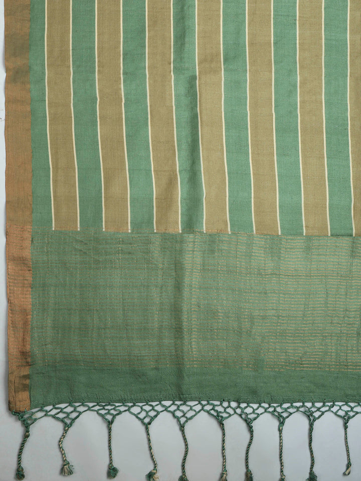 Green Tussar Printed Sarees