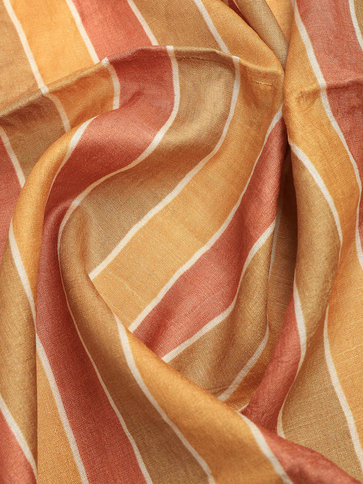 Mustard Tussar Printed Sarees