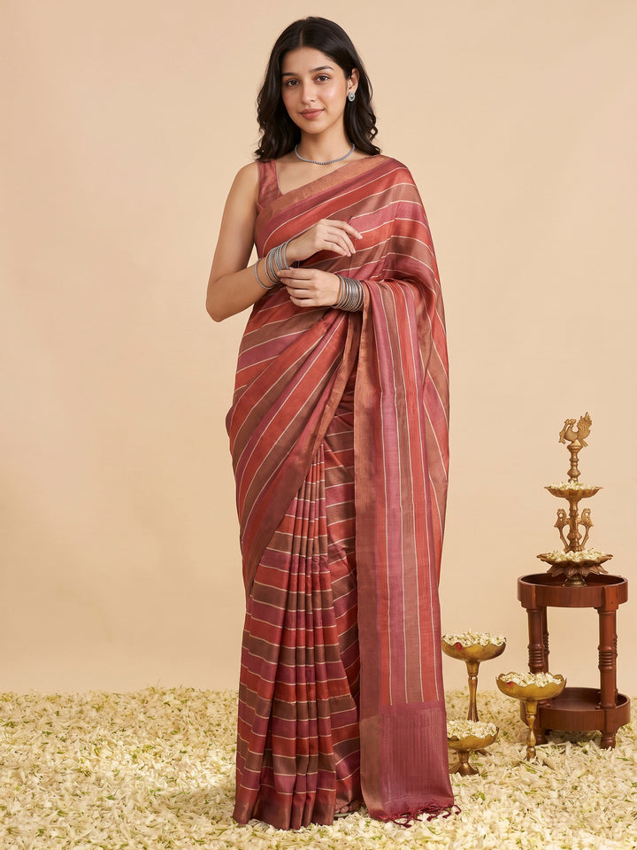 Pink Tussar Printed Sarees