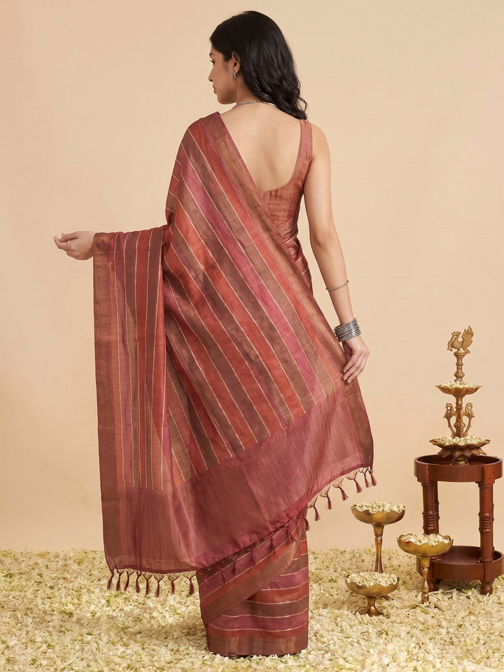 Pink Tussar Printed Sarees