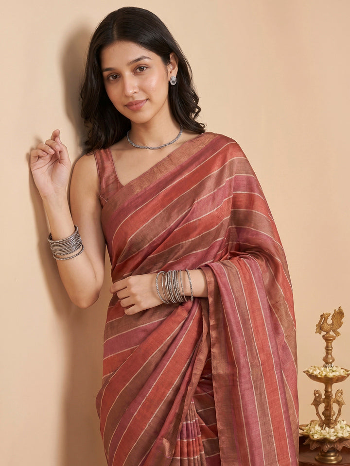Pink Tussar Printed Sarees