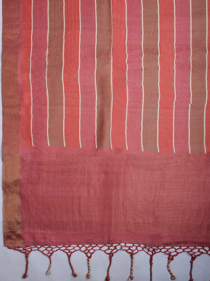 Pink Tussar Printed Sarees