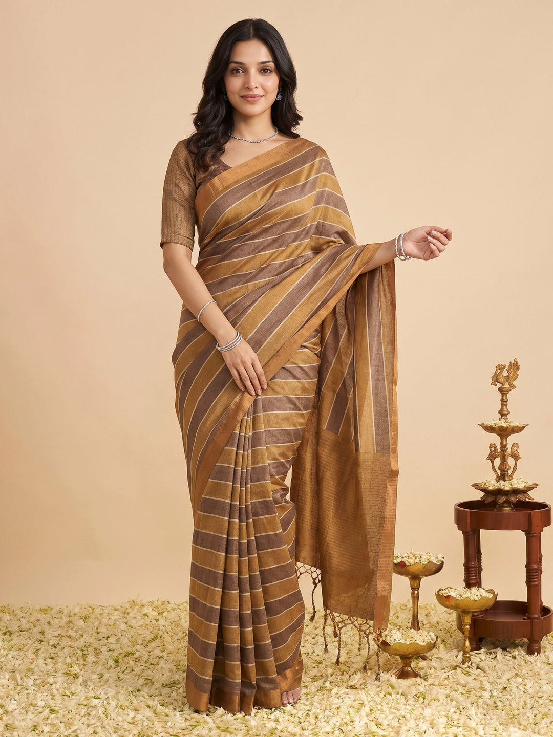 Purple Tussar Printed Sarees