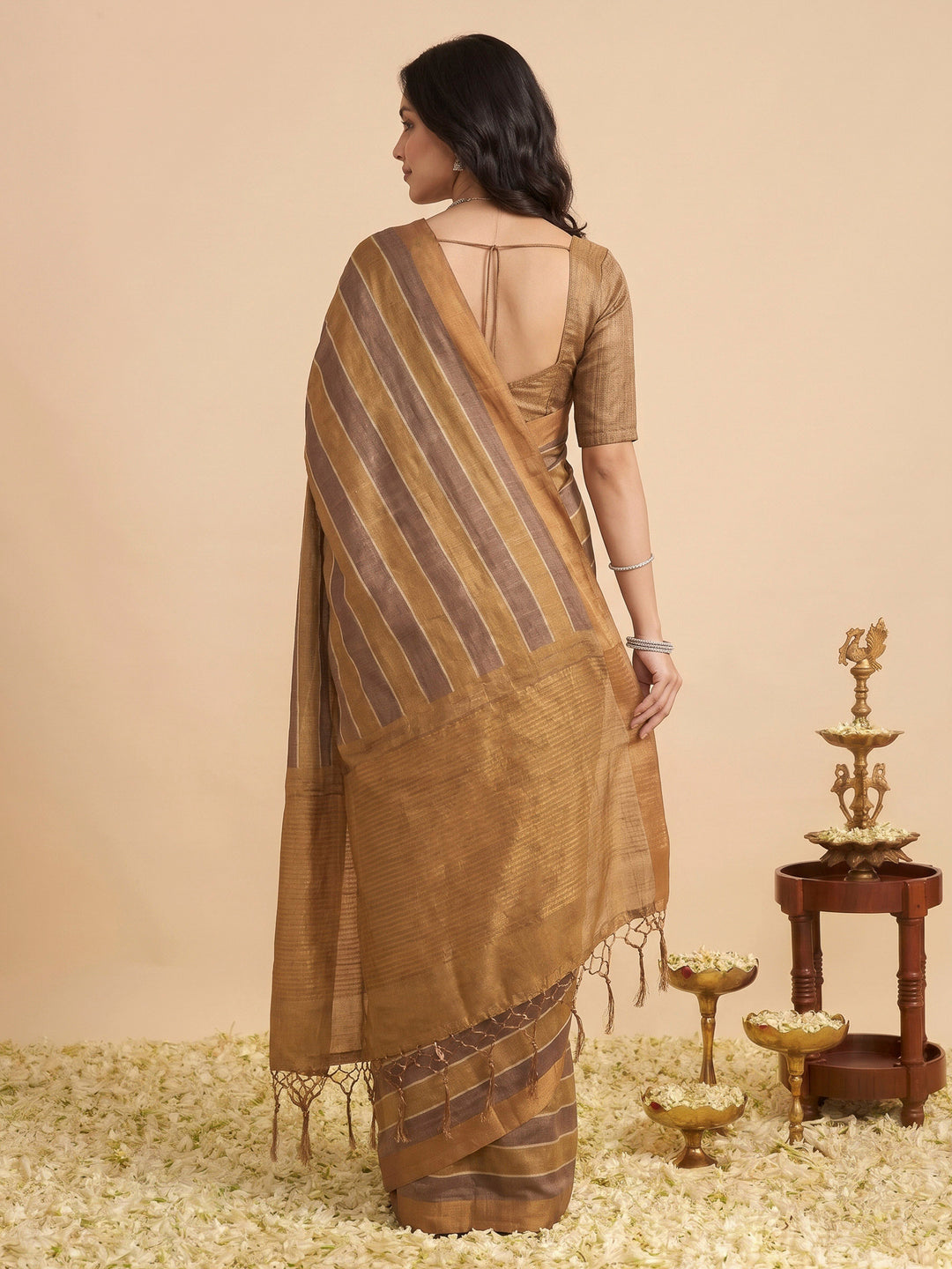 Purple Tussar Printed Sarees