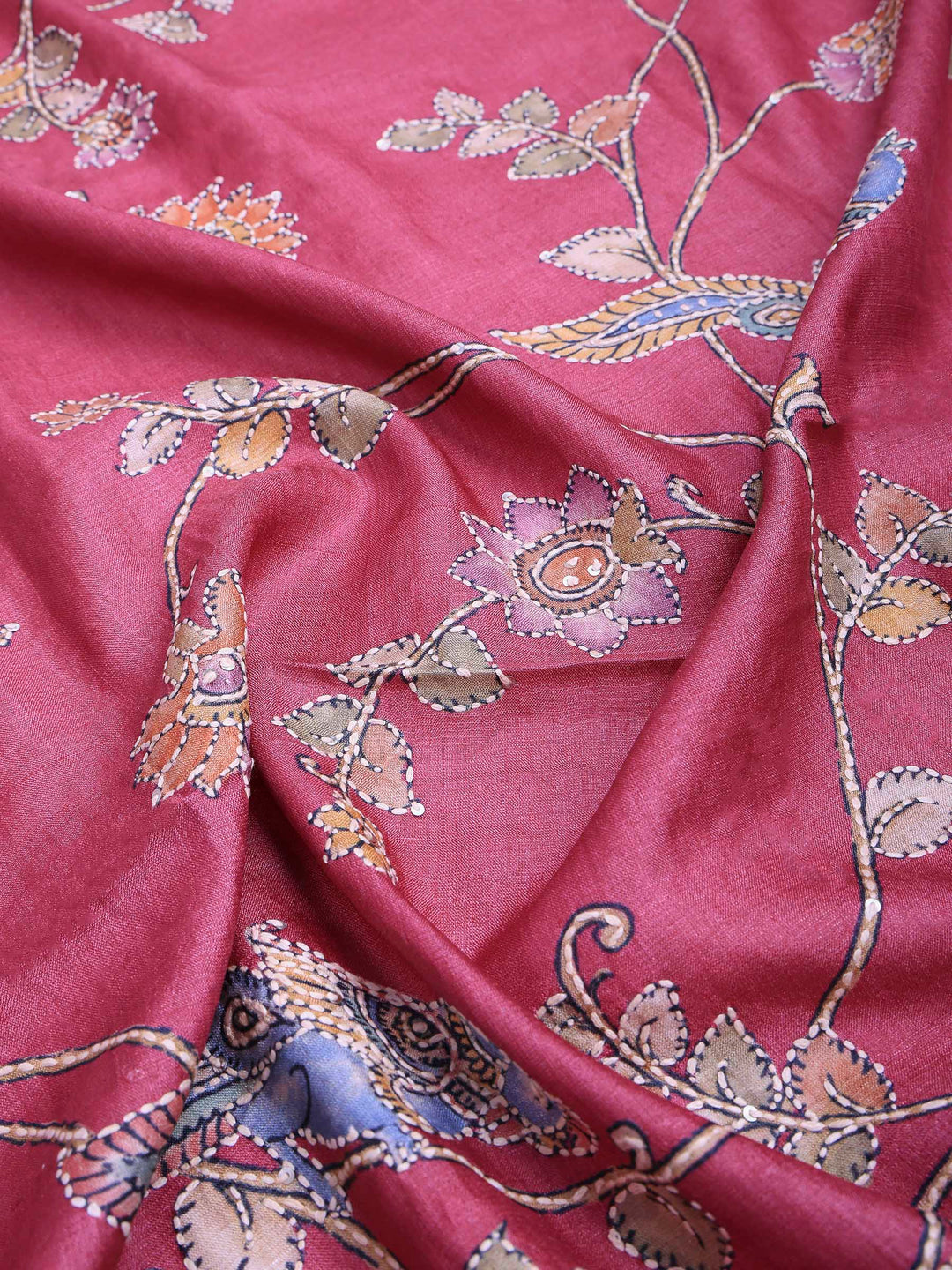 Pink Tussar Printed Sarees