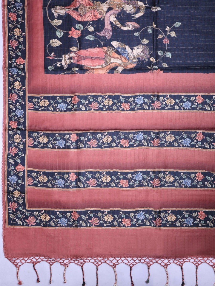 Black Tussar Printed Sarees