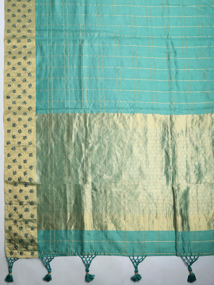 Sea Green Tussar Embroidered Sarees