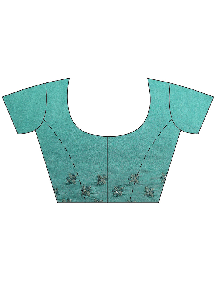 Sea Green Tussar Embroidered Sarees