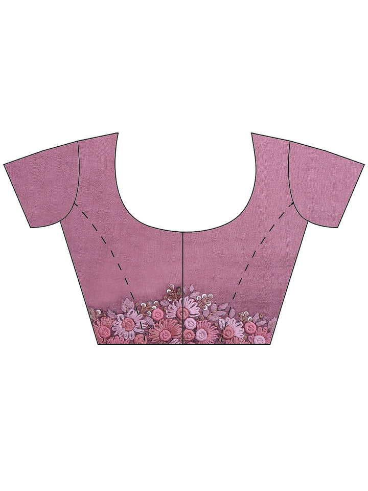 Dusty Pink Tussar Embroidered Sarees