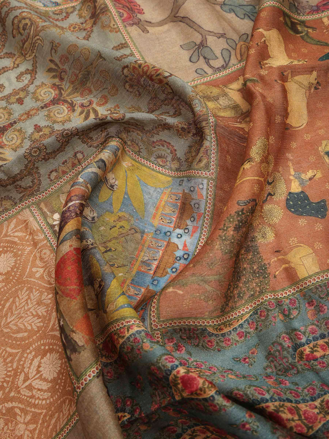 Beige Art Silk Printed Sarees