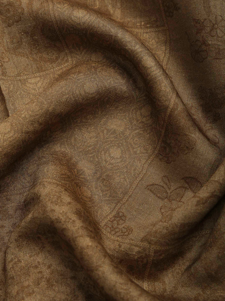 Beige Art Silk Printed Sarees