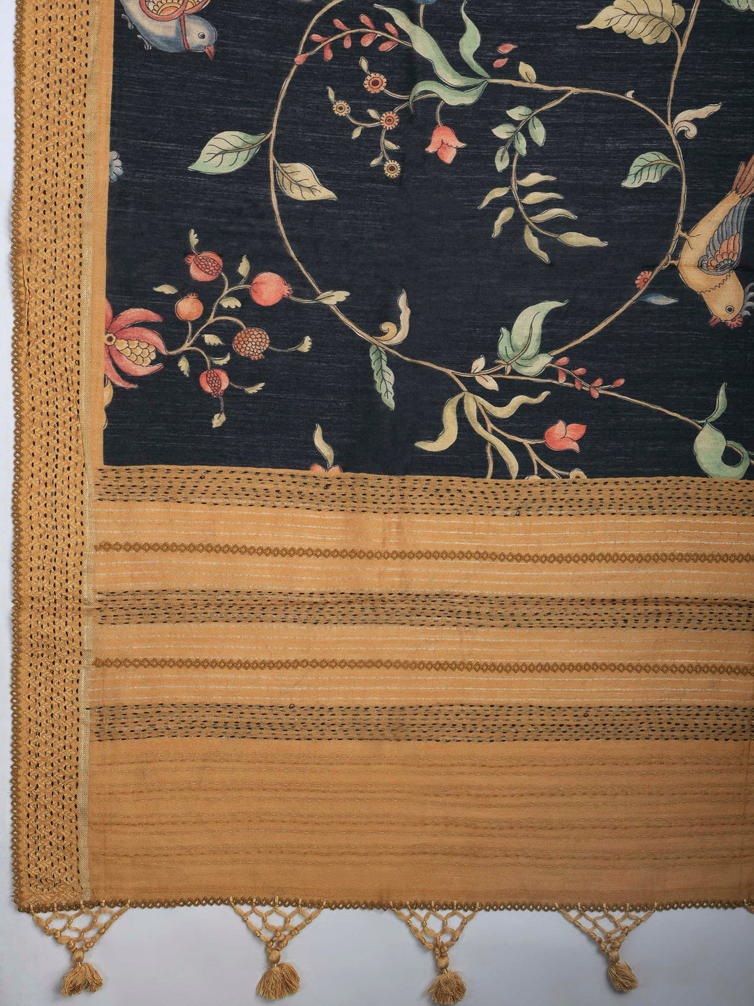 Black Art Silk Printed Sarees