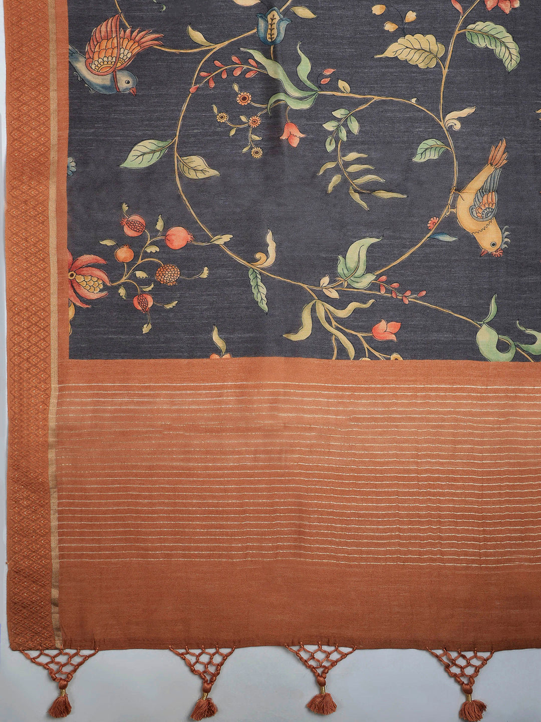 Grey Art Silk Printed Sarees
