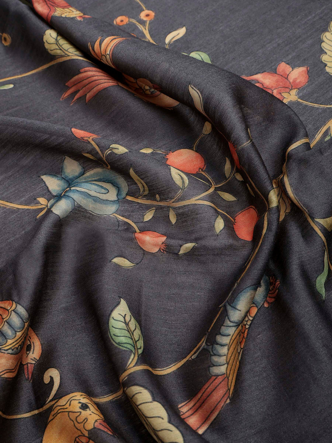 Grey Art Silk Printed Sarees