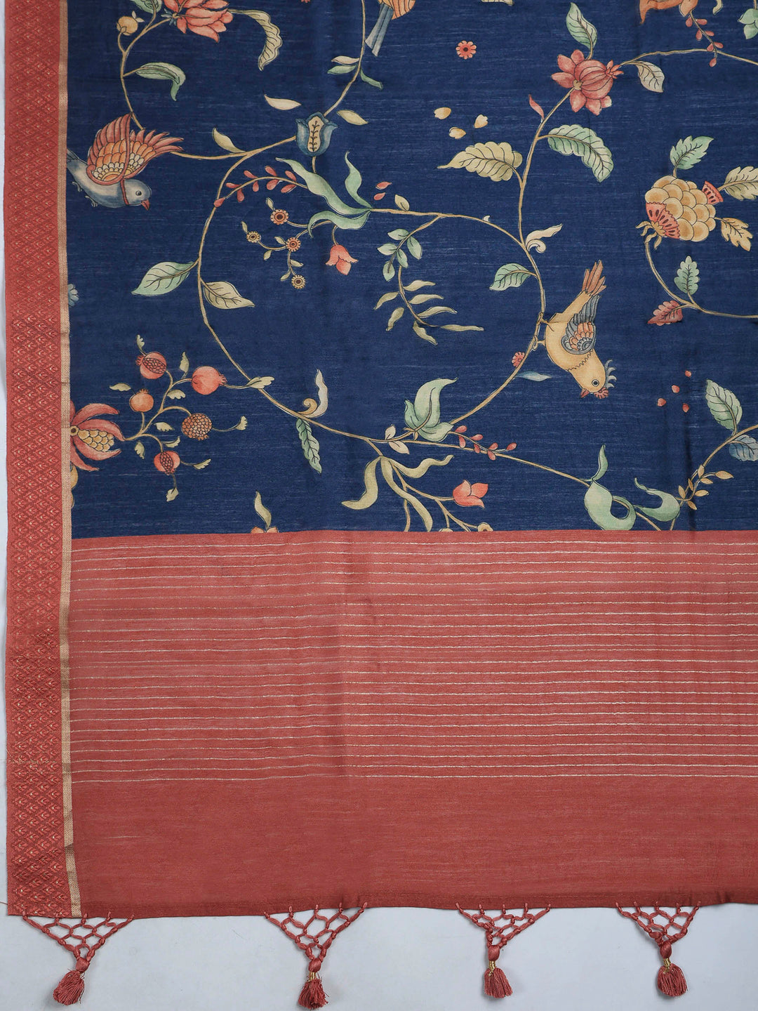 Navy Blue Art Silk Printed Sarees