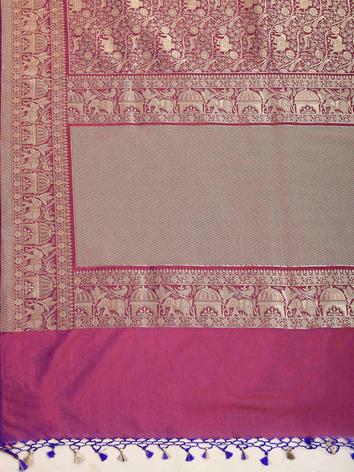 Purple Banarasi Woven Saree