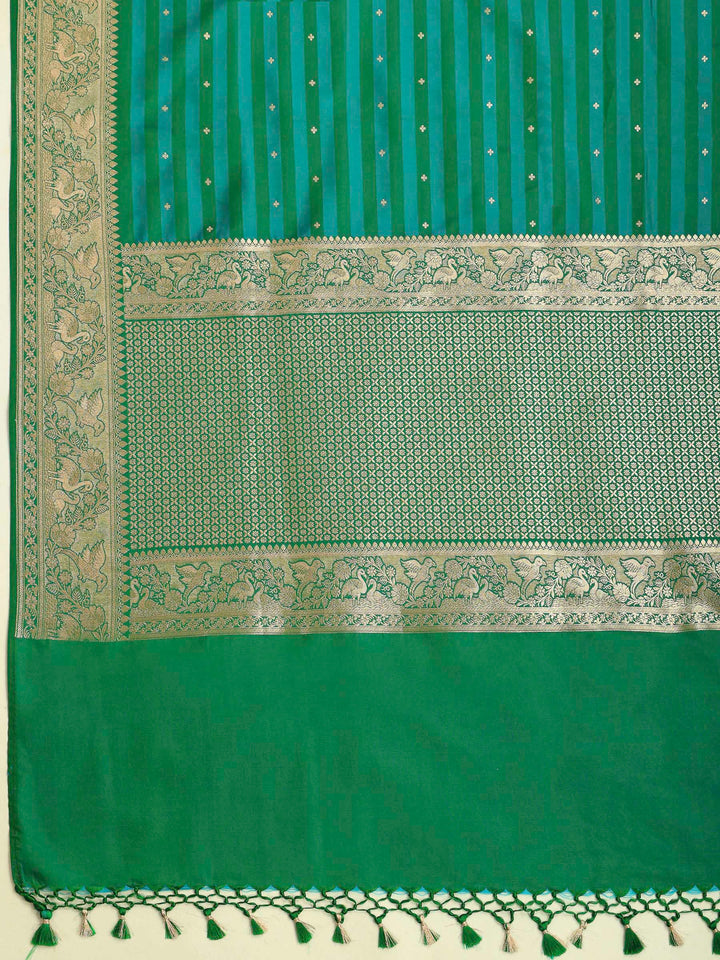 Rama Green Banarasi Woven Saree
