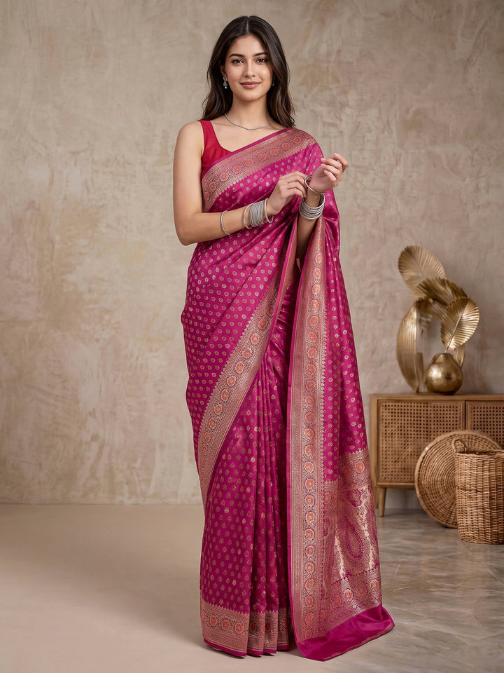 Magenta Banarasi Woven Saree