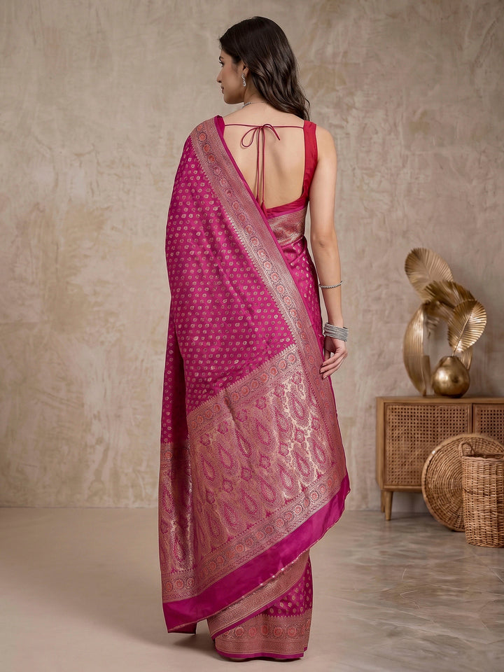 Magenta Banarasi Woven Saree