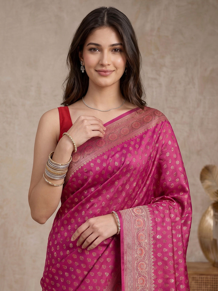 Magenta Banarasi Woven Saree