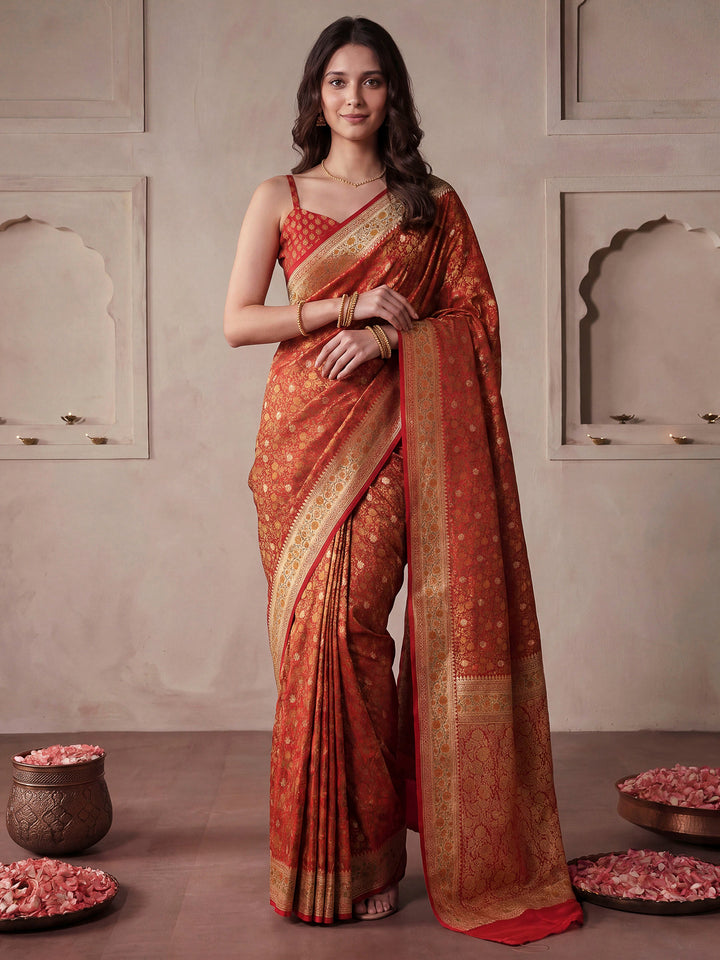 Red Banarasi Woven Saree