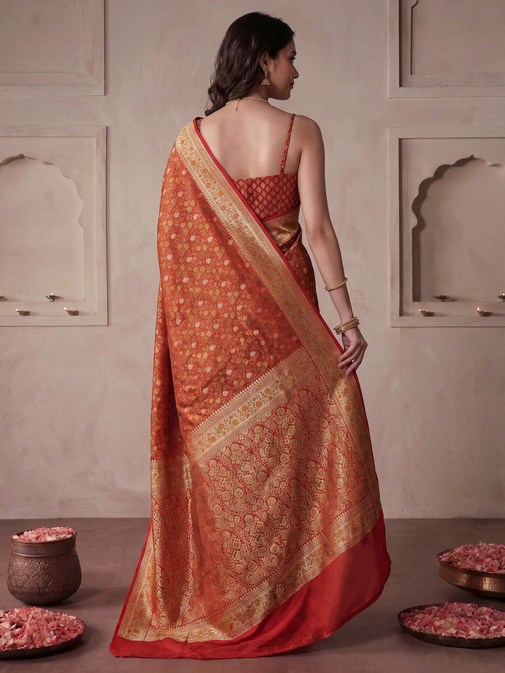 Red Banarasi Woven Saree
