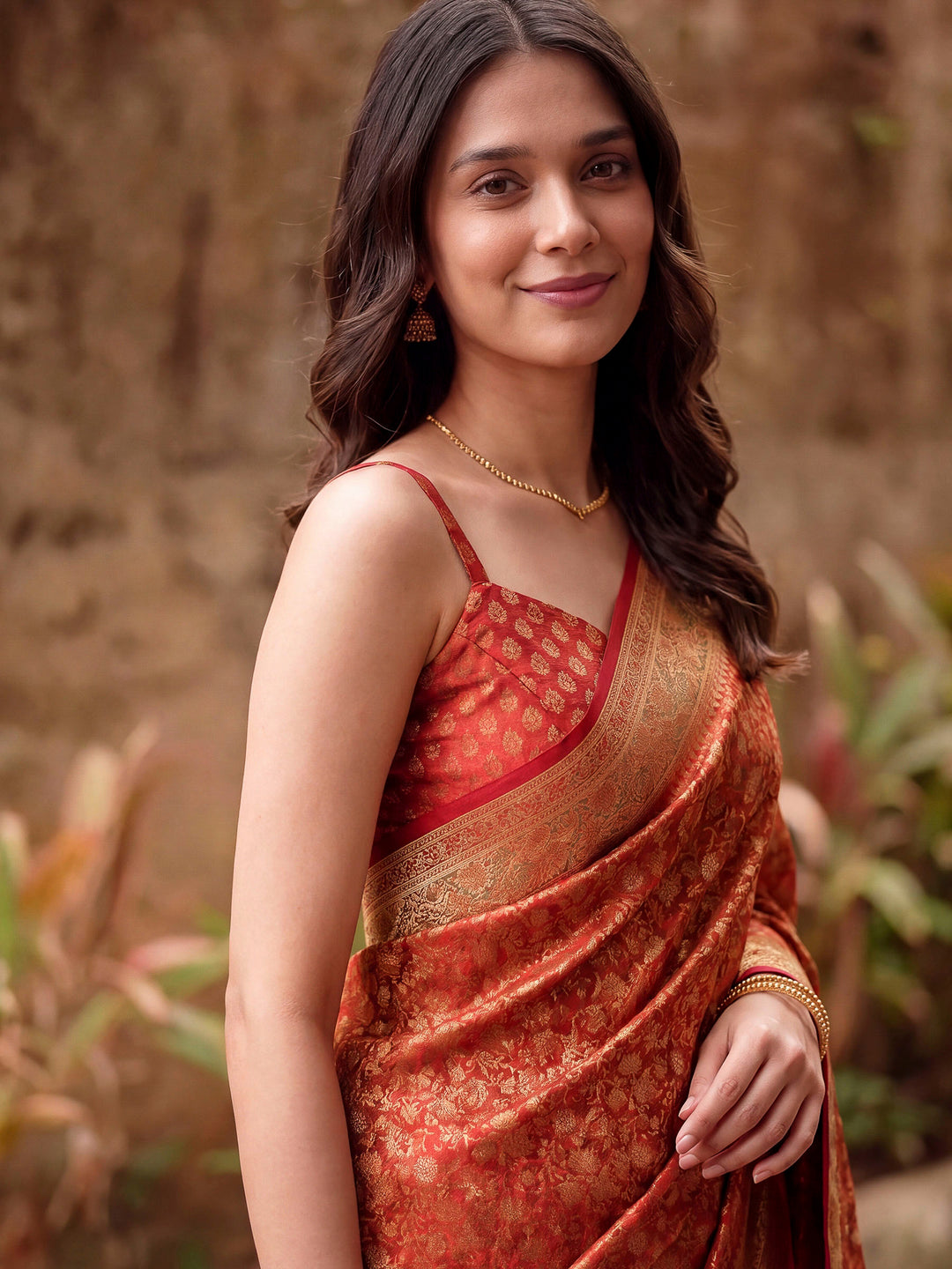 Red Banarasi Woven Saree