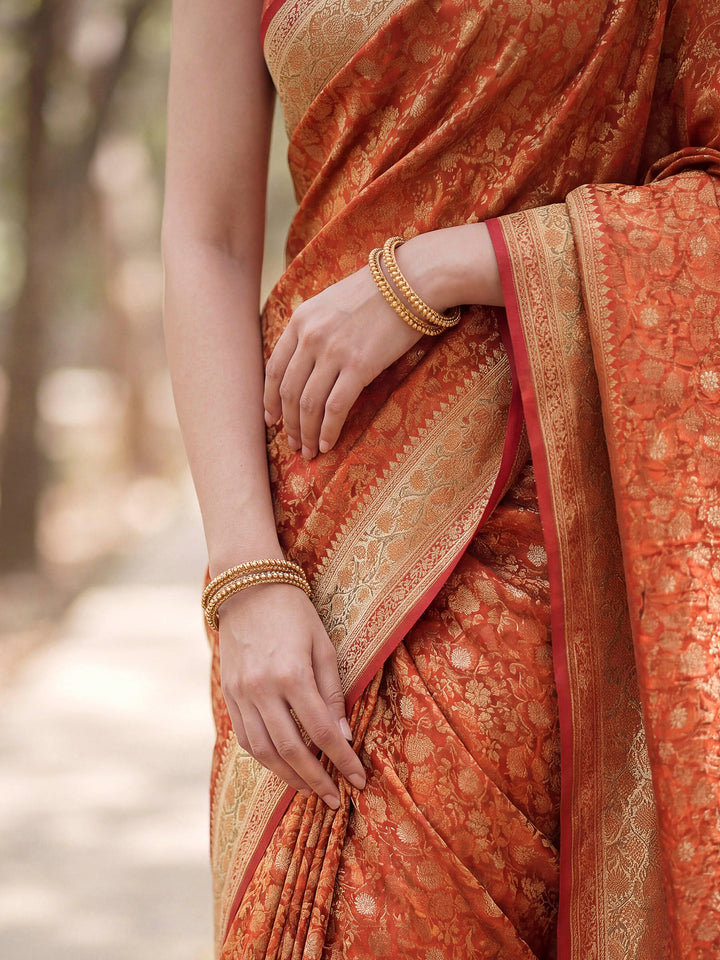 Red Banarasi Woven Saree