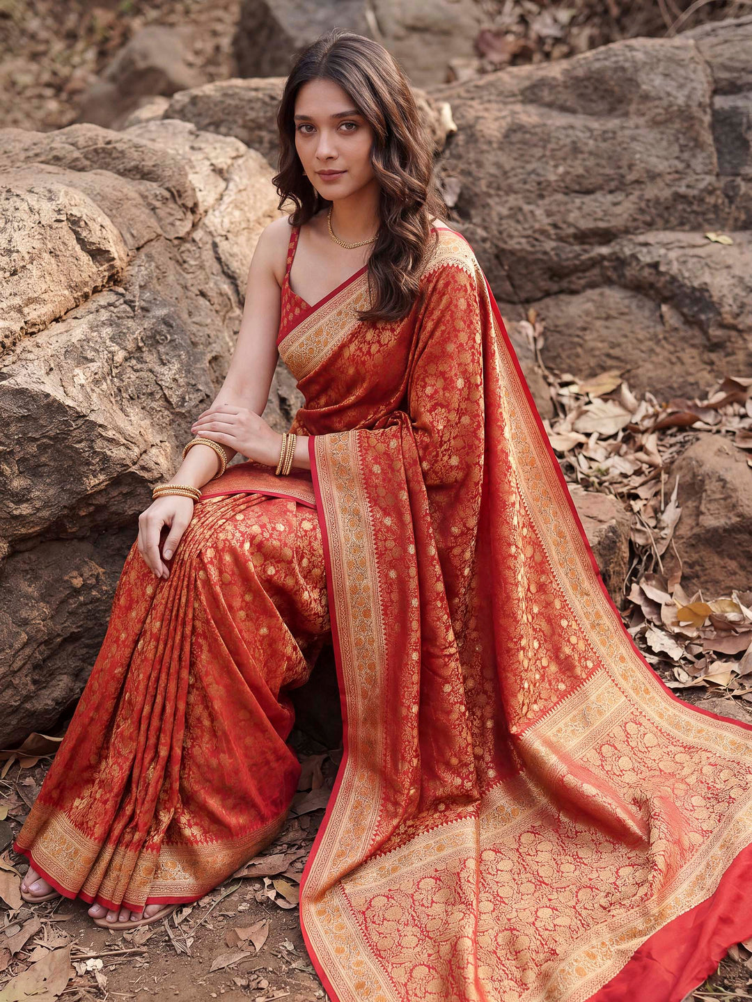Red Banarasi Woven Saree