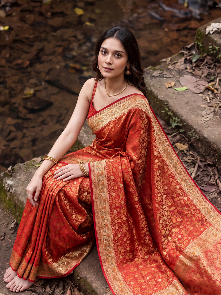 Red Banarasi Woven Saree
