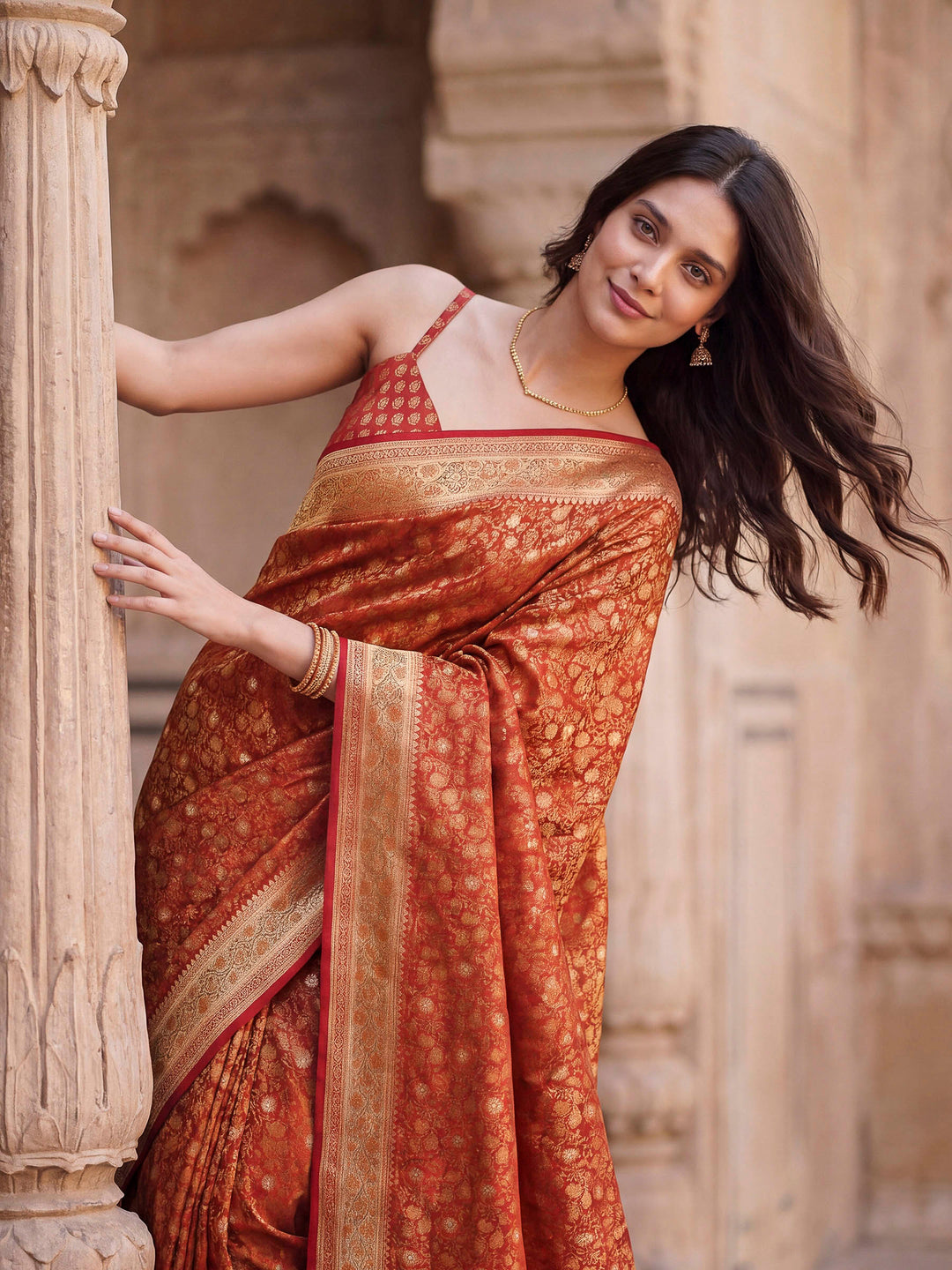 Red Banarasi Woven Saree