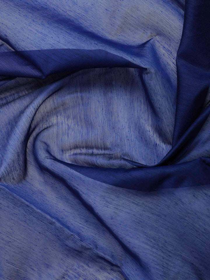 Navy Blue Cotton Blend Woven Saree