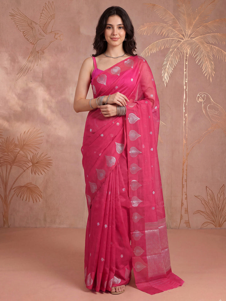 Rani Cotton Blend Woven Saree