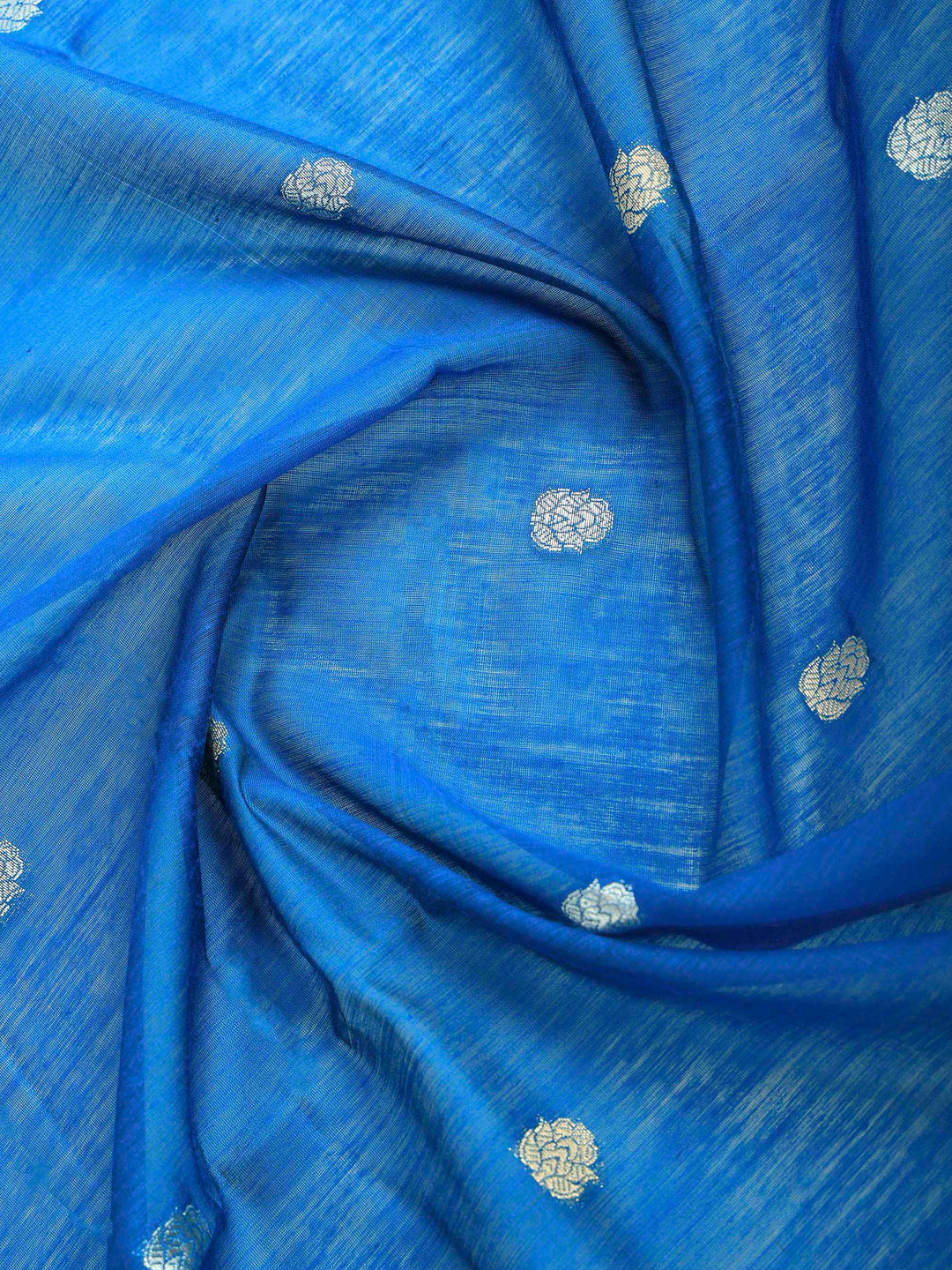 Blue Cotton Blend Woven Saree