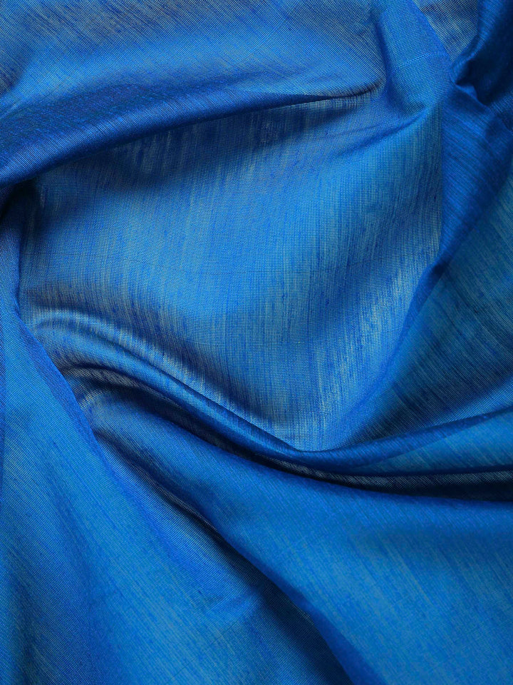 Blue Cotton Blend Woven Saree