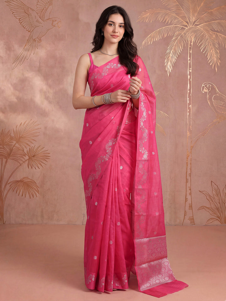Rani Cotton Blend Woven Saree