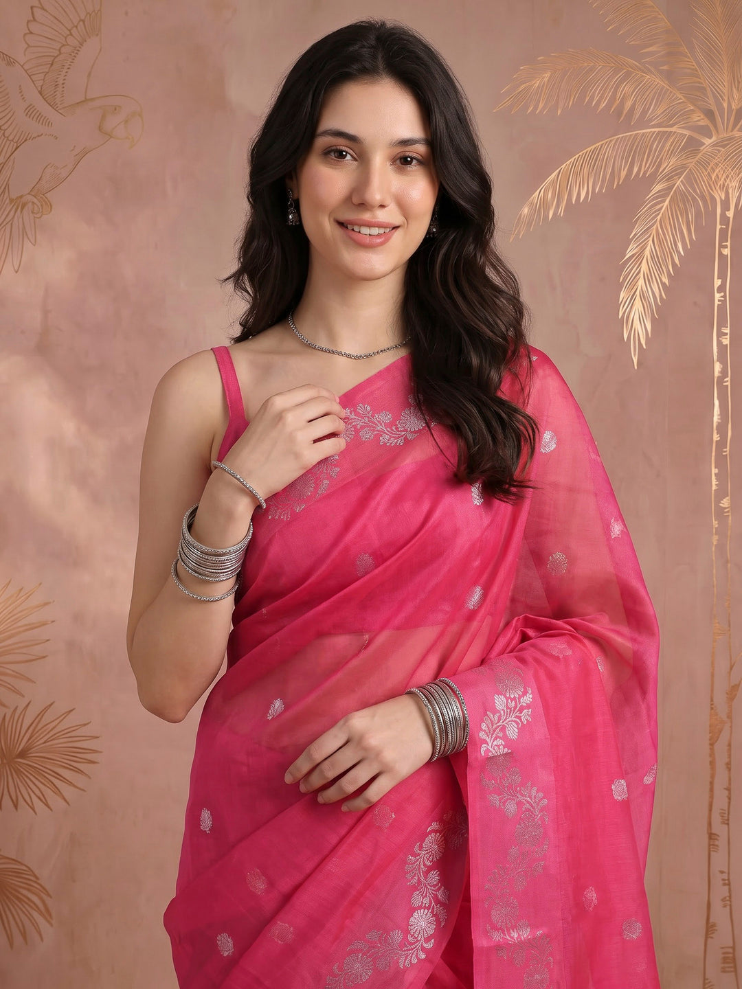 Rani Cotton Blend Woven Saree