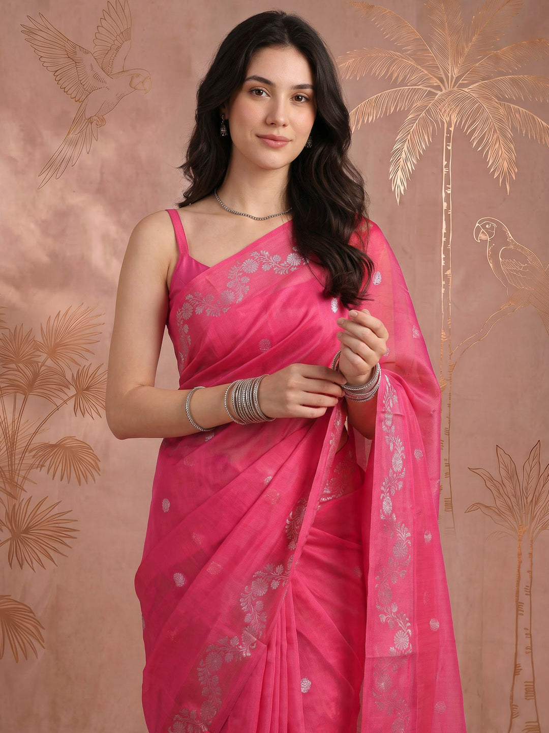 Rani Cotton Blend Woven Saree