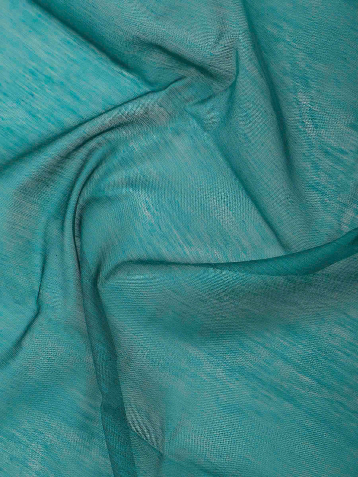 Green Cotton Blend Woven Saree