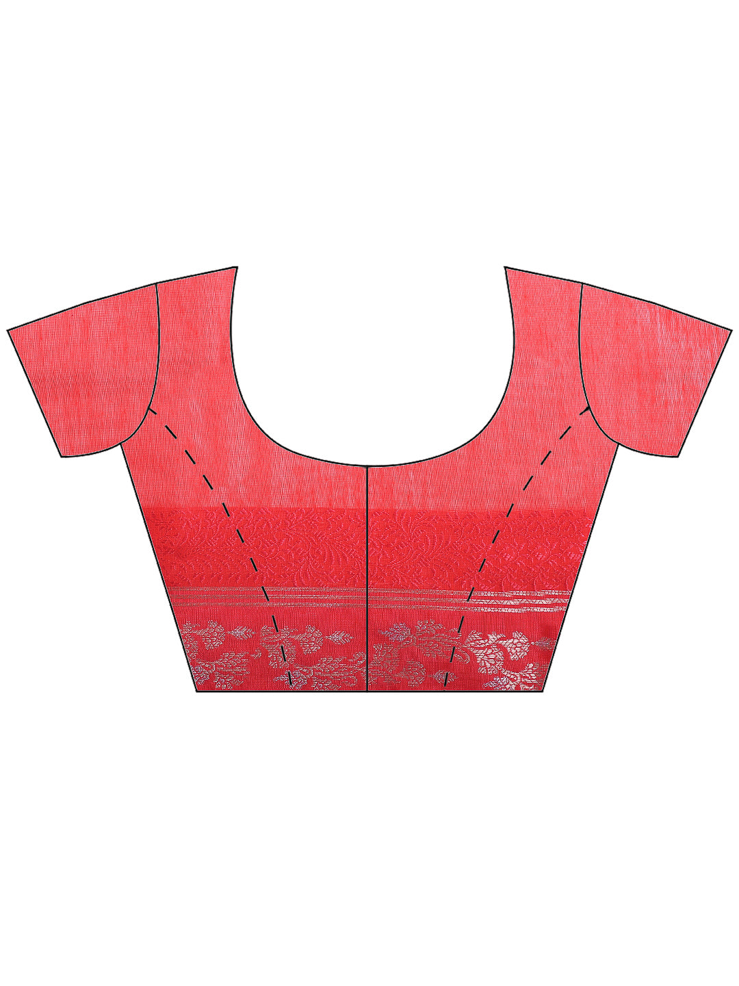Red Cotton Blend Woven Saree