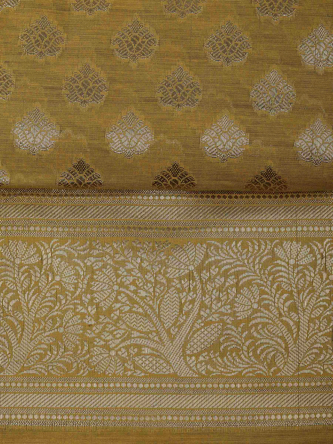Mustard Chanderi Woven Design Unstitched Dress Material