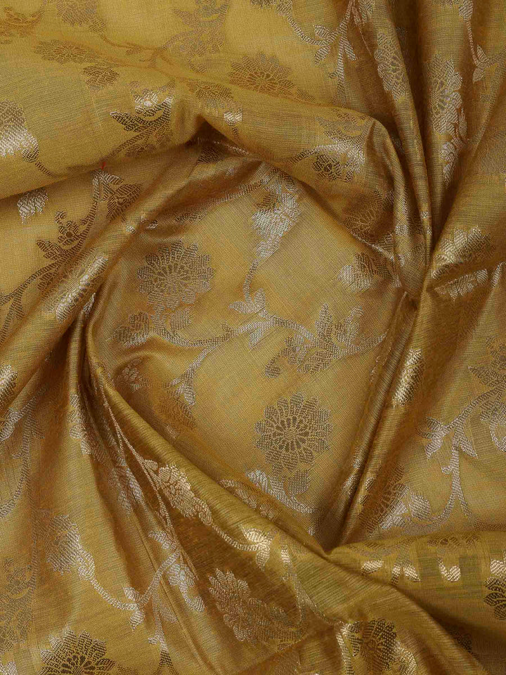 Mustard Chanderi Woven Design Unstitched Dress Material