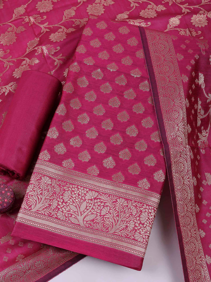 Rani Chanderi Woven Design Unstitched Dress Material