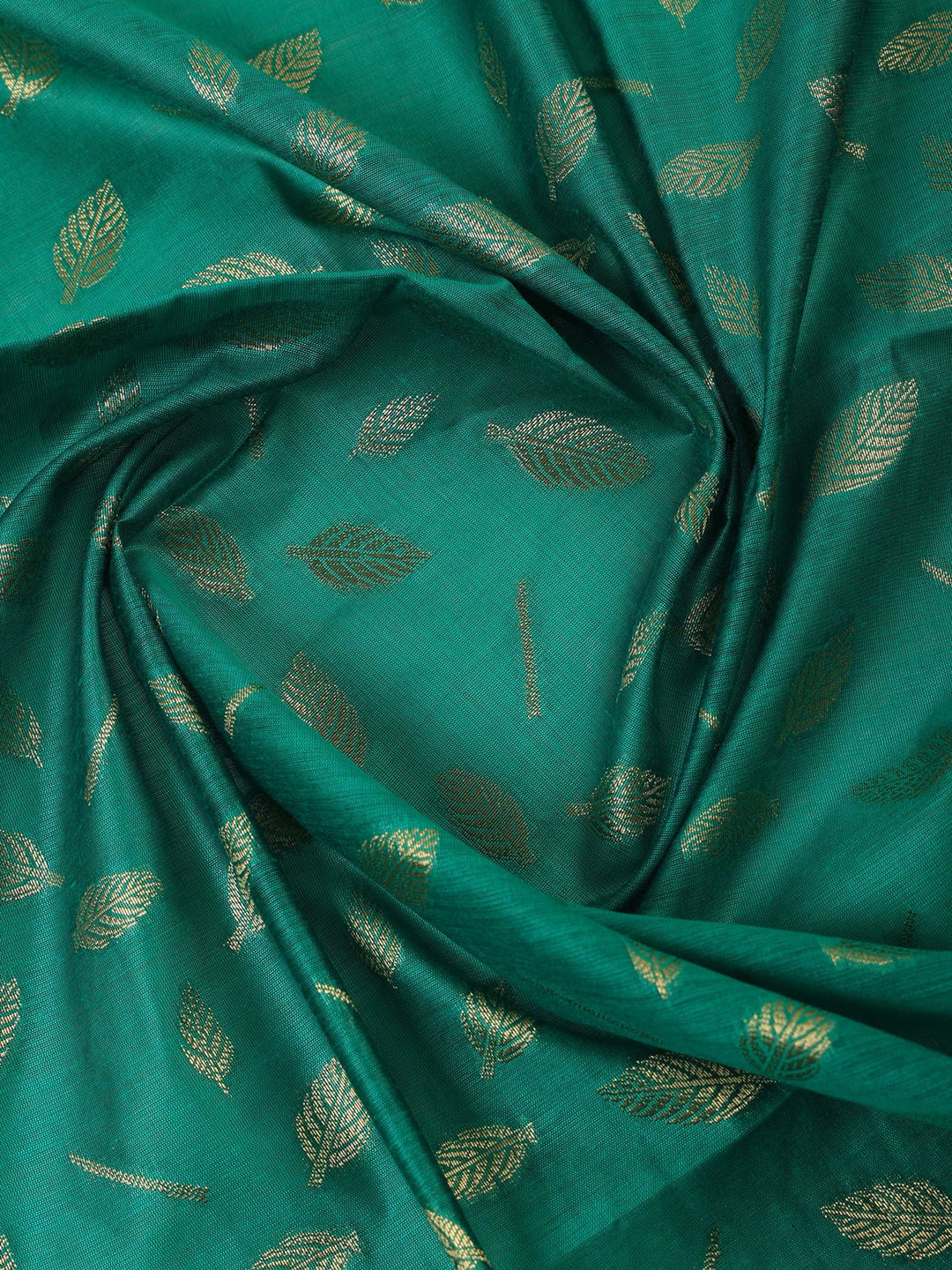 Green Chanderi Woven Design Unstitched Dress Material
